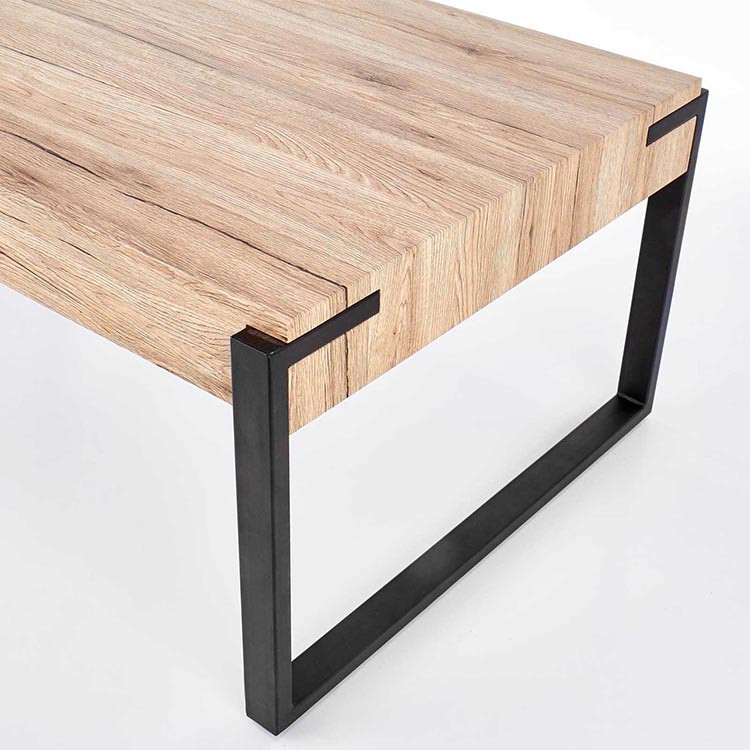 Tavolino da salotto industriale con cornice in metallo in rovere 80 x 80 x 34 cm FURNISH per ufficio e casa 