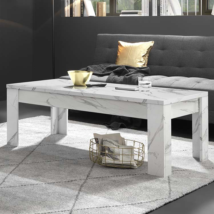 Tavolino da Salotto Fletcher in marmo bianco e acciaio Set di 2 - AVECASA