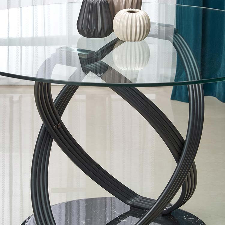 Tavolo rotondo moderno 120x75cm in vetro acciaio design sala da pranzo  MARSALA