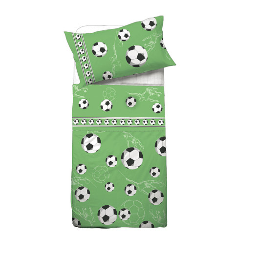 Set lenzuola letto singolo per bambini in cotone con palloni da calcio Bomber