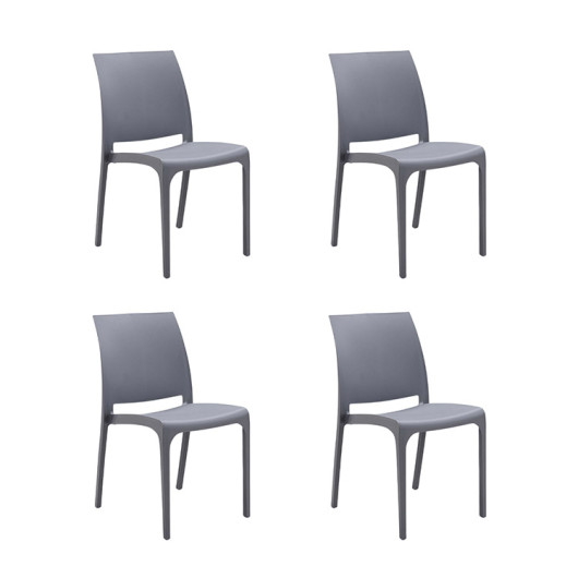Set 4 sedie in polipropilene impilabili grigia Tape Gihome®