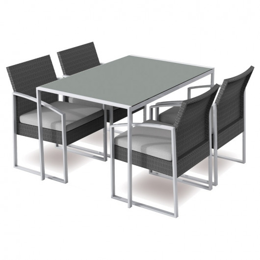 Set tavolo + 4 sedie esterno giardino Malvin nero