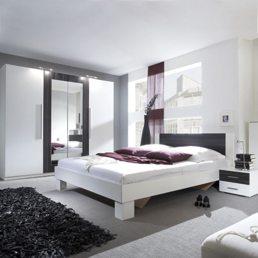 Camera completa con letto matrimoniale oversize 180x200cm bianco noce nero Lisa Gihome®
