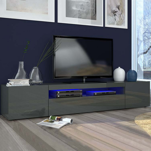Mobiletto porta tv 200x37cm soggiorno antracite Light Big Gihome®