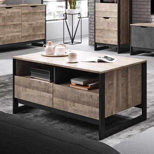 Tavolino da salotto design 109x61cm quercia scura ossido Sandy
