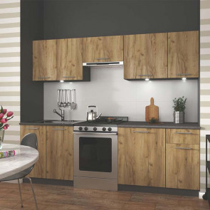 Cucina moderna componibile Urban 240 cm legno quercia antracite