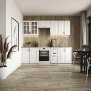 Cucina 240cm completa moderna shabby componibile bianca rovere Oxford