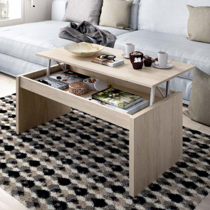 Tavolino salotto moderno design elevabile 102x50cm rovere Paris