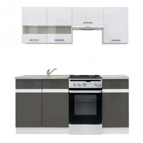 Cucina moderna standard Gaia 170 cm bianco lucido antracite cemento lineare