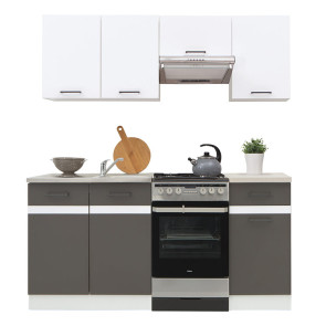 Cucina moderna componibile Gaia 170 cm bianco lucido antracite cemento standard lineare