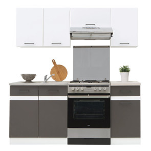 Cucina moderna standard Gaia 180 cm bianco lucido antracite cemento lineare