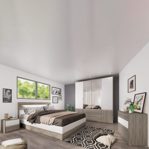 Camera da letto completa Garonna rovere grigio bianco opaco