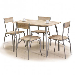 Set tavolo e 4 sedie Colten rovere sonoma metallo alluminio moderno