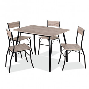 Set tavolo e 4 sedie Colten rovere metallo nero moderno industrial