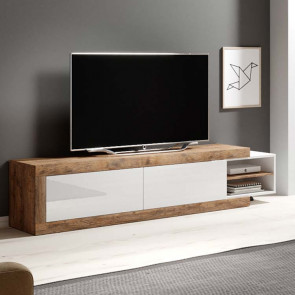 Mobile porta tv moderno 2 ante Aria estraibile bianco lucido rovere