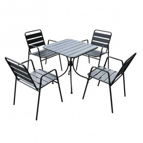 Set tavolo 70x70cm + 4 sedie da giardino acciaio antracite Aldolfo