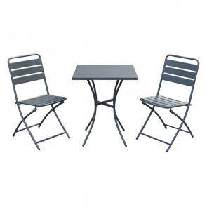 Set tavolo + 2 sedie pieghevoli Liliana acciaio antracite esterno giardino salvaspazio