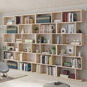 Libreria moderna parete soggiorno Amira rovere