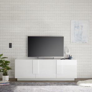 Mobile porta tv moderno 3 ante 182x63cm bianco laccato lucido Alvarez