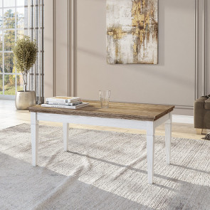 Tavolino da salotto 110x60cm bianco frassinato rovere Texel