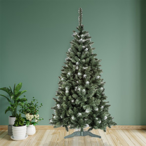Albero di Natale design pino con rami bianchi 150cm verde Comet