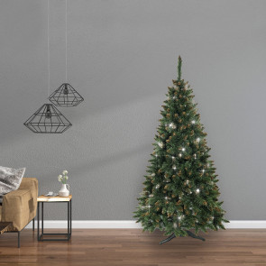 Albero di Natale pino addobbato 180cm verde effetto oro Gold