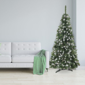 Albero di Natale pino addobbato 180cm verde effetto argento Glitter