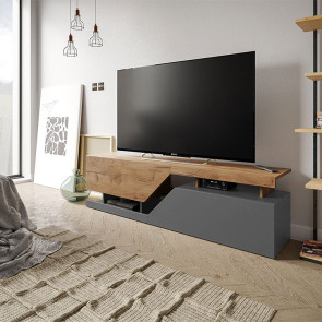 Mobile porta tv design moderno 160x46cm rovere grigio Modesta