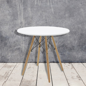 Tavolo rotondo moderno 80x73cm bianco opaco Carpino