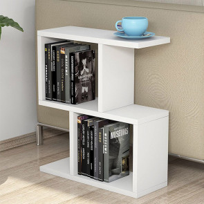 Tavolino da salotto con libreria design 51x45cm bianco opaco Todi