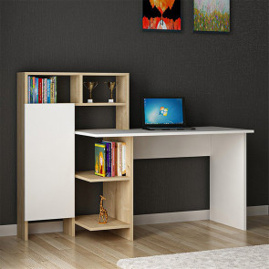 Scrivania ufficio con libreria salvaspazio 120x60cm rovere bianco Colorina