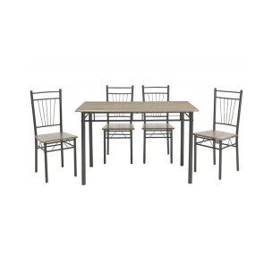 Set tavolo da pranzo 120cm e 4 sedie rovere antracite Aurano