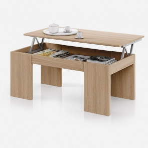 Tavolino da caffè elevabile Domique legno naturale