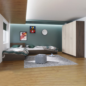 Camera doppio letto completa moderna wengè rovere chiaro Malcom