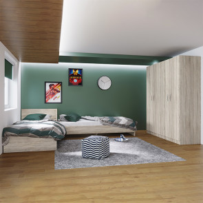 Camera doppio letto completa moderna rovere sonoma Malcom