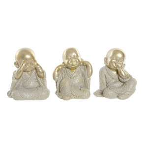 Set 3 statue da tavolo Buddha 9x10cm effetto dorato Livigno
