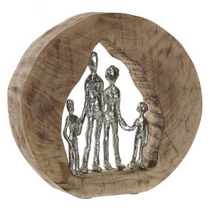 Statua da tavolo decorativa Famiglia 29X29cm rovere argentato Volturno