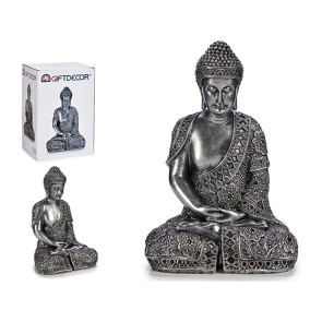 Statua da interno Buddha 20x35cm effetto argento Luise