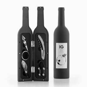 Set accessori apribottiglia da vino 5 pezzi Ø7x33cm nero argentato Viktor