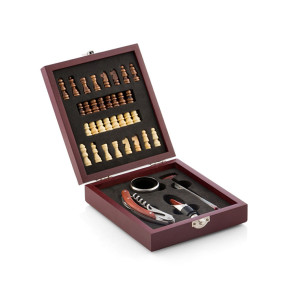 Set accessori apribottiglia da vino 37 pezzi 15x17cm scacchi marrone Vasia