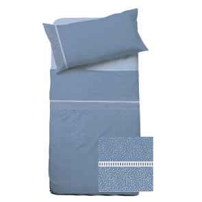Set lenzuola letto singolo in cotone blu Freedom