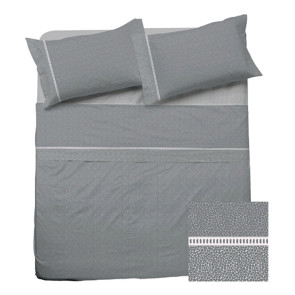 Set lenzuola letto alla francese in cotone grigio Freedom