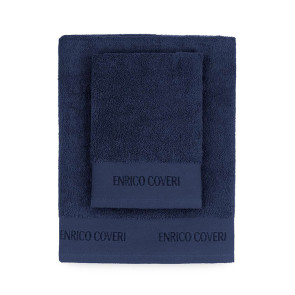 Set asciugamani bagno spugna di cotone blu Enrico Coveri
