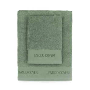 Set asciugamani bagno spugna di cotone verde Enrico Coveri