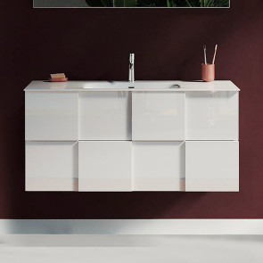 Mobile bagno sospeso moderno con lavabo 100x51cm bianco lucido Dama
