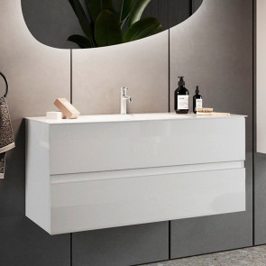Mobile bagno sospeso classico con lavabo 60x51cm bianco lucido Moon