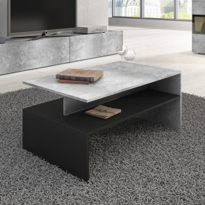 Tavolino da salotto design 100x45cm cemento e nero Emotion Gihome®
