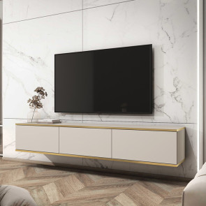 Pensile soggiorno TV 3 ante 175x30cm beige oro Linus