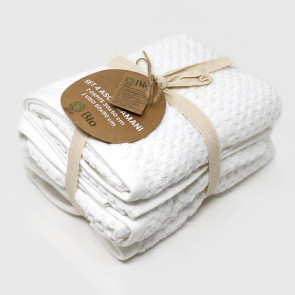 Set asciugamani in cotone bio 4 pezzi bianco Artide