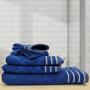 Set 5 asciugamani bagno in cotone blu Puska